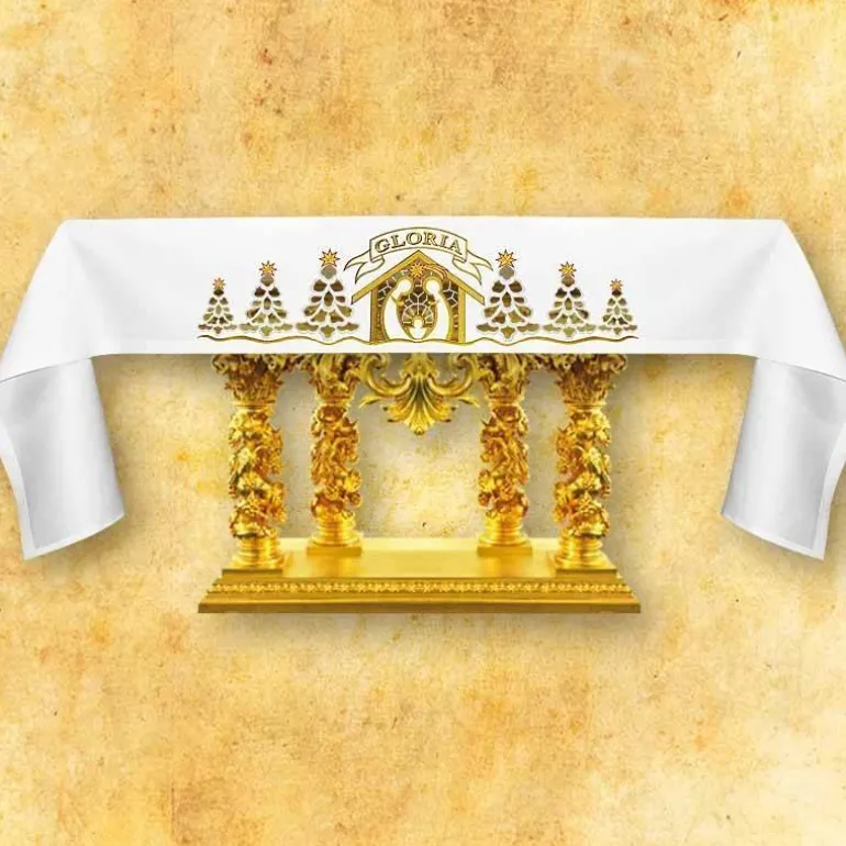 Articles Religieux JP nappe brodée noël pour église^ Nappe Noël | Broderie Devant