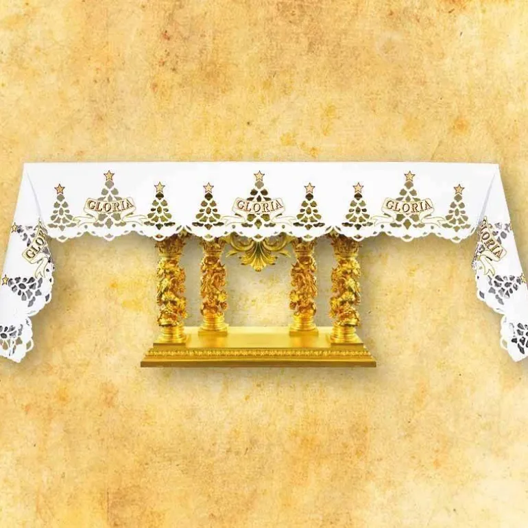 Articles Religieux JP nappe brodée pour église Gloria^ Nappe Noël | Vendu Par Metre