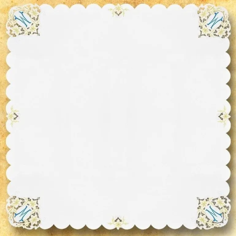Articles Religieux JP nappe carre brodée mariale pour église^ Nappes Carré Mariale