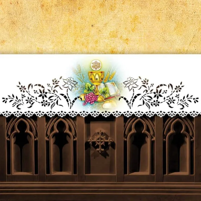 Articles Religieux JP Nappe d'autel - Calice et pain^ Broderie Devant | Vendu Par Metre