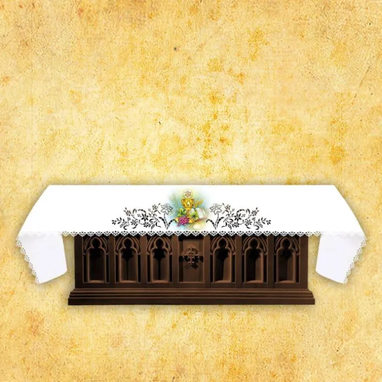 Articles Religieux JP Nappe d'autel - Calice et pain^ Broderie Devant | Vendu Par Metre