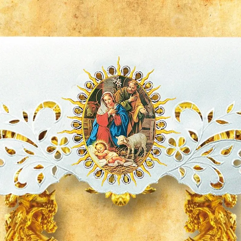 Articles Religieux JP Nappe d'autel - Noël 6 -^ Nappe Noël | Broderie Devant