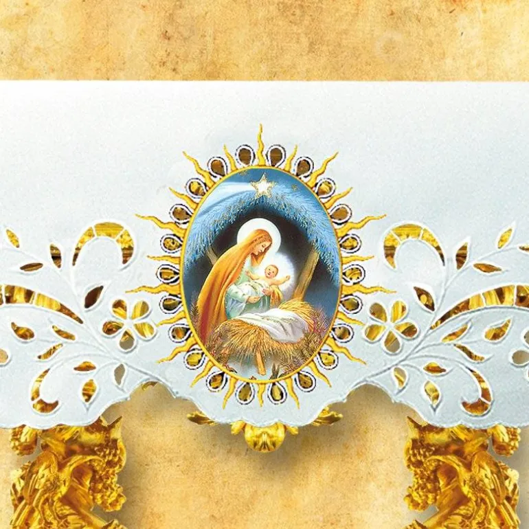 Articles Religieux JP Nappe d'autel - Noël 5 -^ Nappe Noël | Broderie Devant