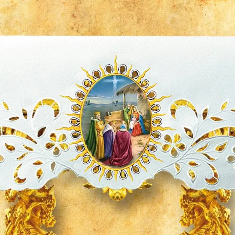 Articles Religieux JP Nappe d'autel - Noël 4 -^ Nappe Noël | Broderie Devant