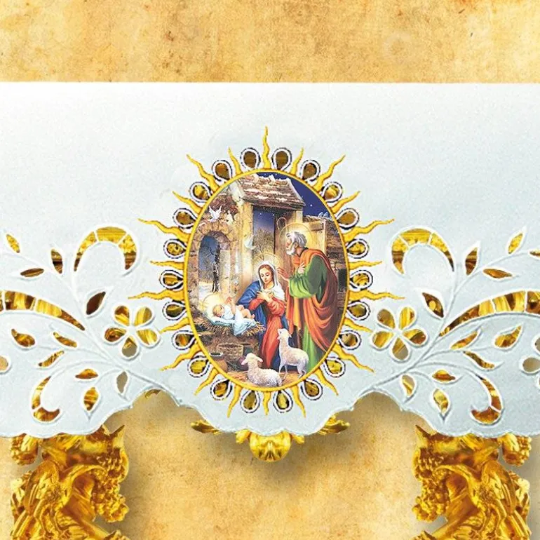 Articles Religieux JP Nappe d'autel - Noël 3 -^ Nappe Noël | Broderie Devant