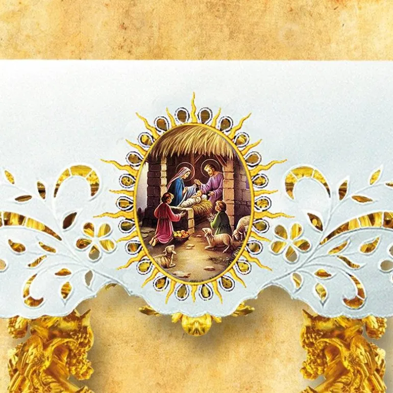 Articles Religieux JP Nappe d'autel - Noël 2 -^ Nappe Noël | Broderie Devant