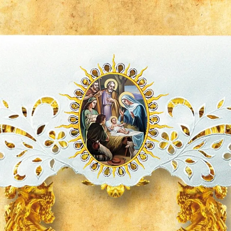Articles Religieux JP Nappe d'autel - Noël 9 -^ Nappe Noël | Broderie Devant