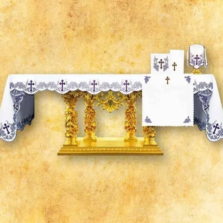 Articles Religieux JP nappe d'autel brodée carême^ Nappe Carême | Vendu Par Metre