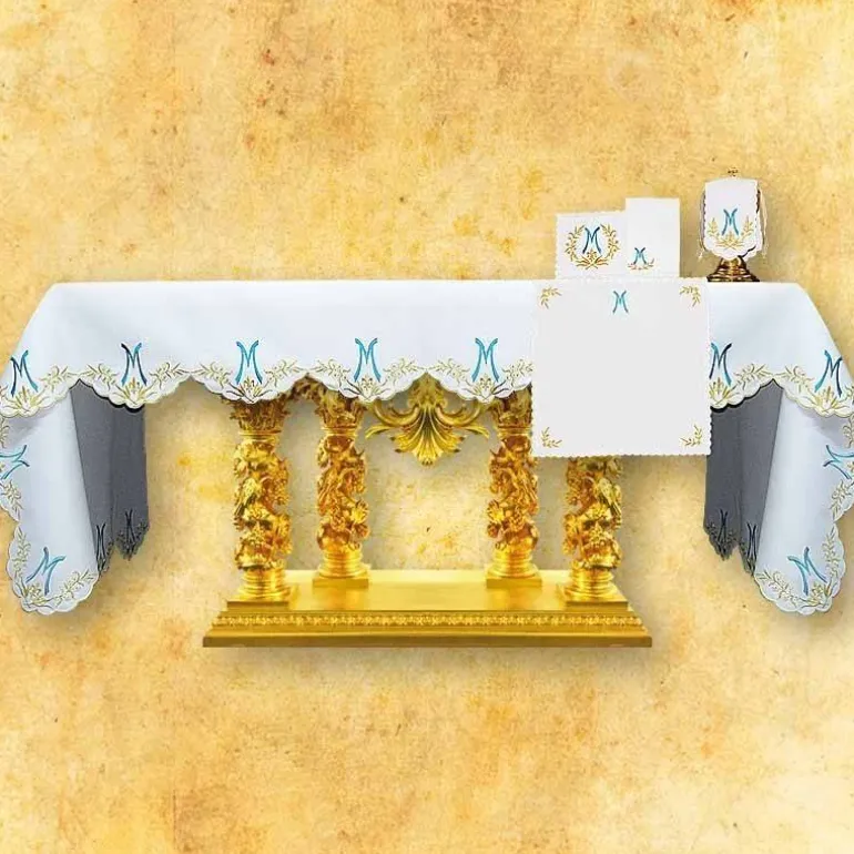 Articles Religieux JP nappe d'autel pour église motif mariale^ Nappe Mariale