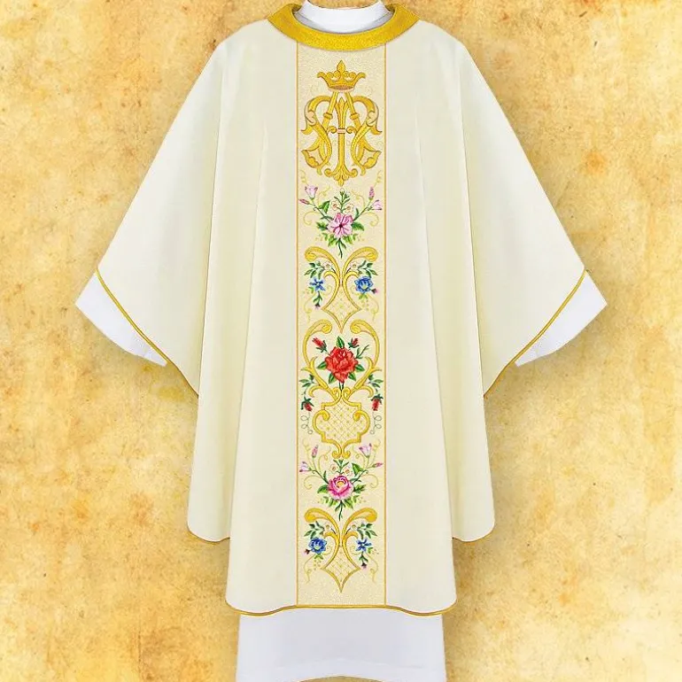 Articles Religieux JP prima fiori chasuble liturgique^ Mariale