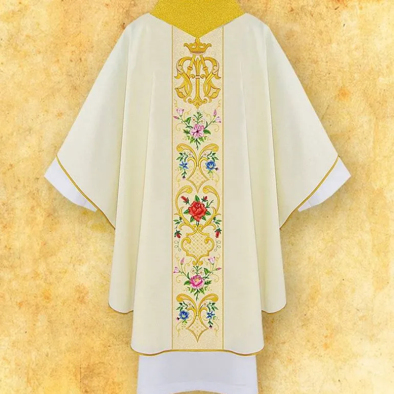 Articles Religieux JP prima fiori chasuble liturgique^ Mariale