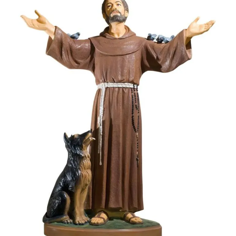 Articles Religieux JP Saint Francois avec chien statue^ Saints Patrons
