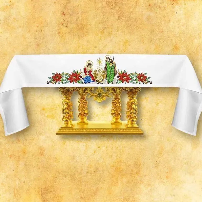Articles Religieux JP Sainte Famille nappe d'autel pour église^ Nappe Noël | Broderie Devant