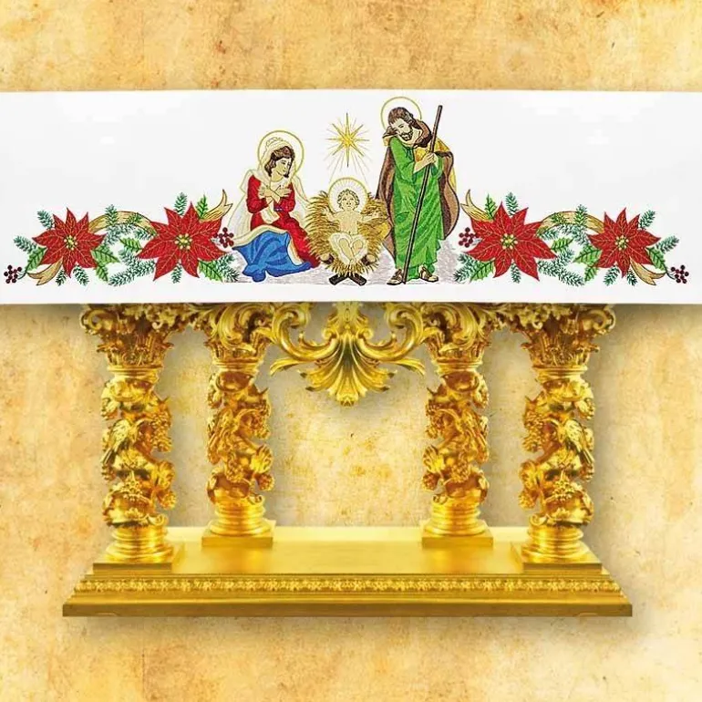 Articles Religieux JP Sainte Famille nappe d'autel pour église^ Nappe Noël | Broderie Devant