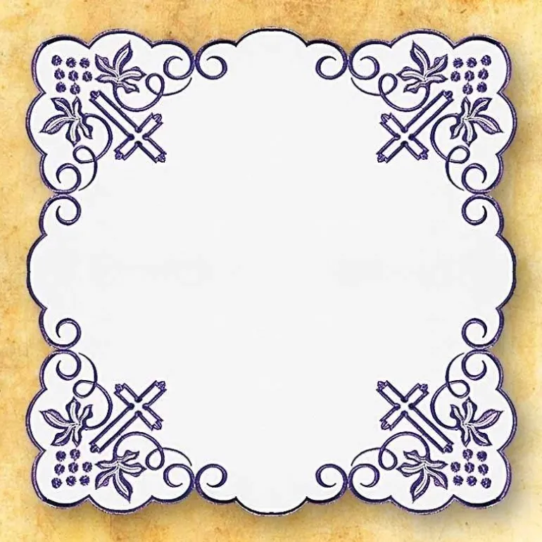 Articles Religieux JP serviette d'autel violet brodée^ Serviette D'Autel Carème