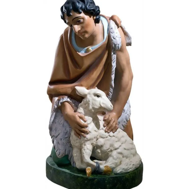 Articles Religieux JP statue berger avec agneau pour crèche noël^ Crèches