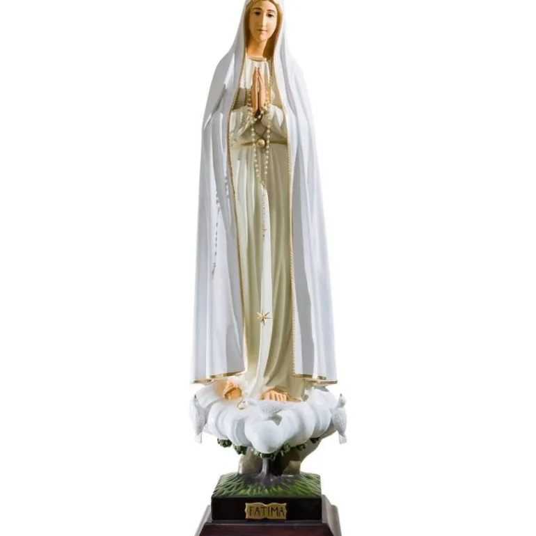 Articles Religieux JP statue notre dame avec pigeons fatima^ Sainte Marie