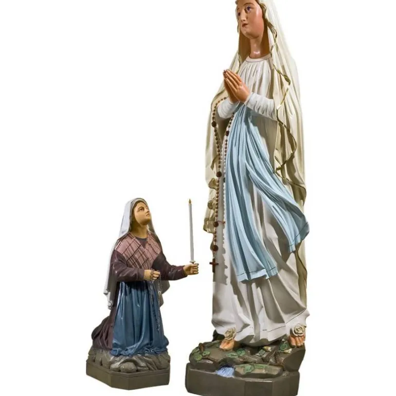 Articles Religieux JP statue notre dame de lourdes avec sainte bernadette^ Sainte Marie | Saints Patrons