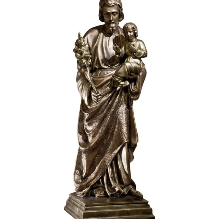 Articles Religieux JP statue saint Joseph avec enfant et lis^ Saints Patrons