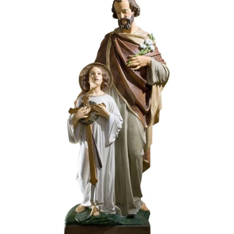 Articles Religieux JP statue saint Joseph avec Jésus debout à côté^ Saints Patrons
