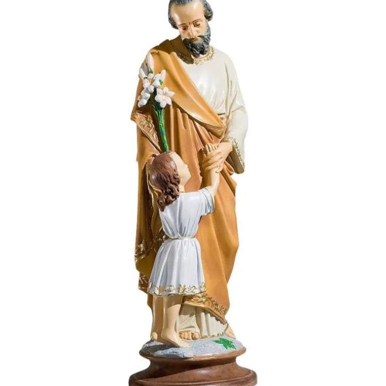 Articles Religieux JP statue saint joseph avec Jésus debout à côte^ Saints Patrons