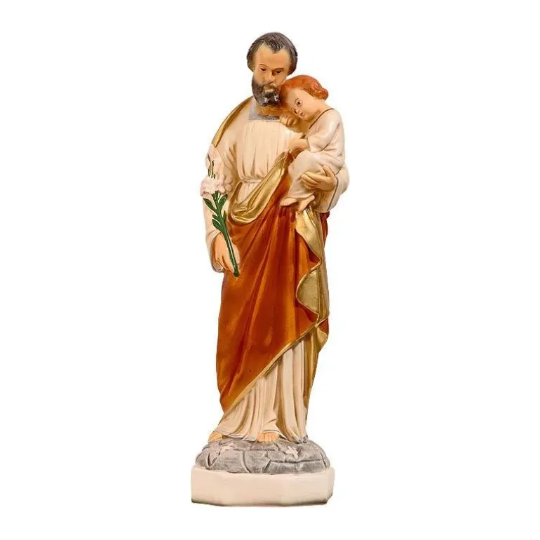 Articles Religieux JP Statuette saint Joseph avec Jésus et lis^ Saints Patrons